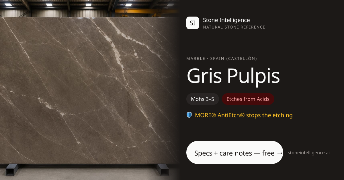 Gris Pulpis Marble — Technical Data & Care Guide | Stone Intelligence